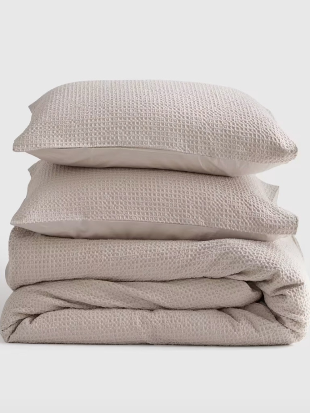 Organic Luxe Honeycomb Duvet Cover Set Twin Sand Tan